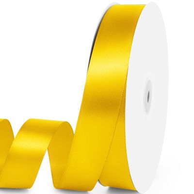 Quhora 1" x 100 Yards Satin Ribbon - Yellow Silk Ribbon with Spool - Ideal for Gift Wrapping, Floral Bouquets, Crafts, Wedding Party Decorations, Christmas and Sewing Projects