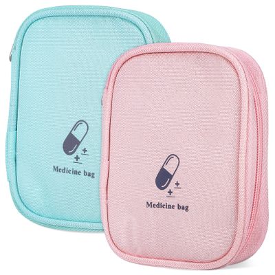BESPORTBLE First Aid Kit 2 Medicine Bags Oxford Cloth Portable Organizer Multi-compartment Travel Medicine Bag Zipper Pouch