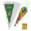 Seal Fresh Cone Cellophane Bags with Twist Ties  7 x 15 Inch (200 Pack)  Clear Cone-Shaped Treat Bags for Candy, Snacks, Party Favors, Popcorn, Gifts view 1