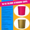 USMG 50 Pack Reusable Polypropylene 16oz Bulk Blank Stadium Cups for Celebration Events Party Favors or DIY Crafting (Clear) view 2