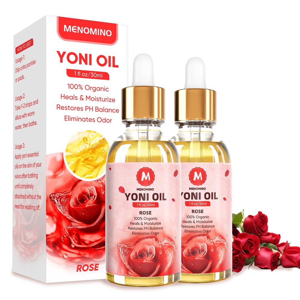 2 Pack Yoni Oil for Women - Organic Rose Feminine Oil, Feminine Deodorant - pH Balance - Eliminates Odor - Yoni Moisturizer, 100% Natural Yoni Essential Oil, 1 fl oz/pc (Rose)