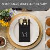 50-Pack Monogrammed Napkins Black With Pocket For Flatware, 16" x 16" Silver Foil Letter X Disposable Linen-Feel Napkins, Prefolded Silverware Pocket Napkins For wedding, Party Or Baby Shower view 4