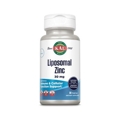 KAL Liposomal Zinc 30mg, Cellular Function and Immune Support Supplement, Enhanced Absorption Zinc Supplements, Vegan, Gluten Free, Soy Free, 30 Servings, 30 VegCaps