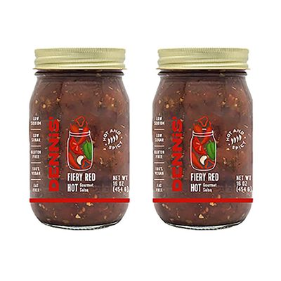 All-Natural Fiery Red Hot Salsa Dennis Gourmet Spicy Salsa | Fresh & Chunky, Low Sugar, Low Sodium, Gluten-Free, Vegan, Low Carb | 2 Pack 16 oz Each