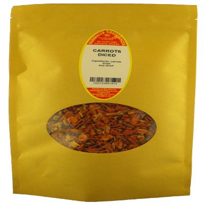 Marshalls Creek Spices CARROTS DICED 6 oz. Kraft Stand Up Pouch ECO Friendly Recyclable Mailer
