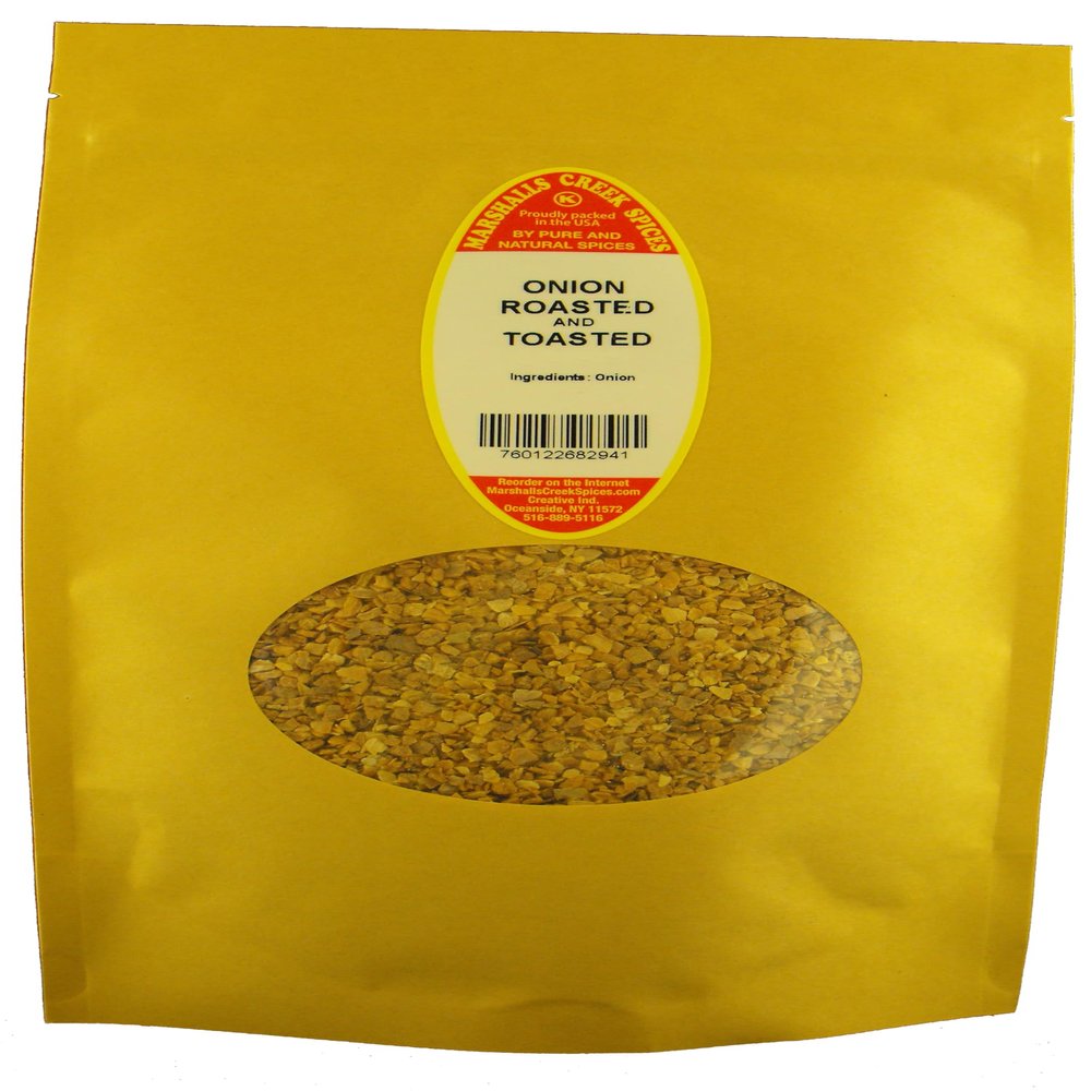 Marshalls Creek Spices ROASTED (TOASTED) ONION CHOPPED 8 oz. Kraft Stand Up Pouch ECO Friendly Recyclable Mailer