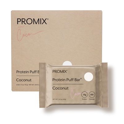 ProMix Nutrition Protein Puff Bars - Coconut - Marshmallow Crispy Treat - Great Tasting & Healthy On The Go Snack - High Protein & Low Calorie - Free From Gluten, Soy, & Corn - 12 Bars