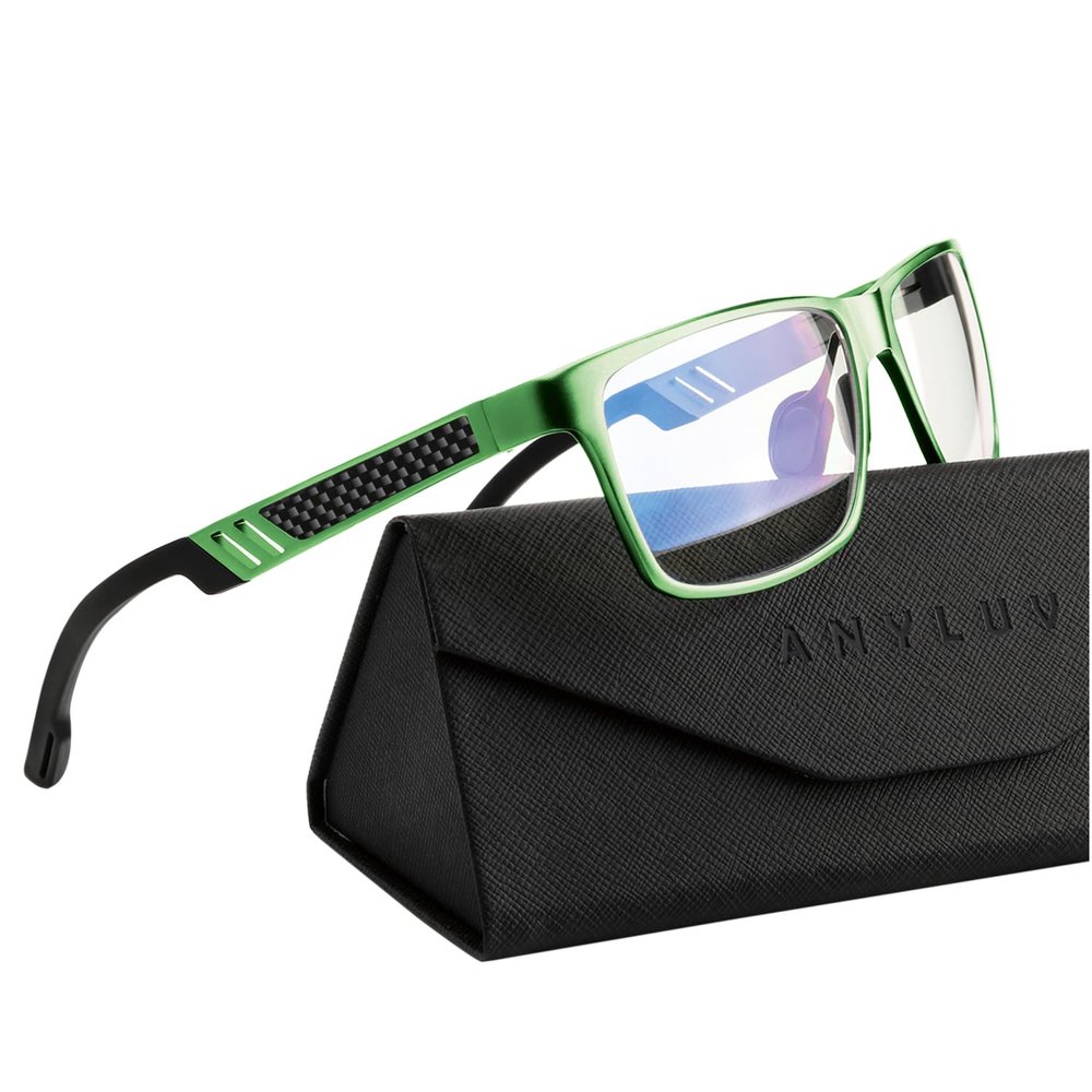 ANYLUV Reading Glasses Men Women Blue Light Blocking, Premium Mens Reading Glasses Al-mg Frame with Spring Hinge Anti Glare