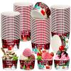 Domensi 100 Pcs Christmas Treat Snack Cups 12 oz Xmas Themed Paper Treat Food Snack Disposable Paper Bowls Holiday Ice Cream Bowls for Parties Merry Christmas Dessert Cups(Stylish) view 1