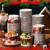 Domensi 100 Pcs Christmas Treat Snack Cups 12 oz Xmas Themed Paper Treat Food Snack Disposable Paper Bowls Holiday Ice Cream Bowls for Parties Merry Christmas Dessert Cups(Stylish) view 3