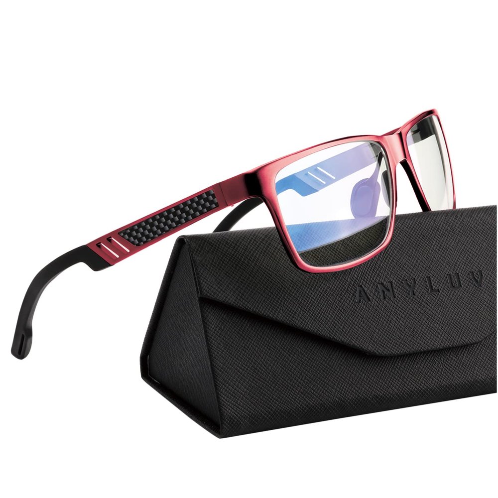 ANYLUV Reading Glasses Men Women Blue Light Blocking, Premium Mens Reading Glasses Al-mg Frame with Spring Hinge Anti Glare