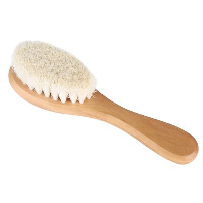 Cryfokt Baby Hair Brush, Soft Goat Brush Toddler Hair Brush with Ergonomic Wooden Handle, Baby Infant Head Massage Grooming Comb for Newborns, Toddlers