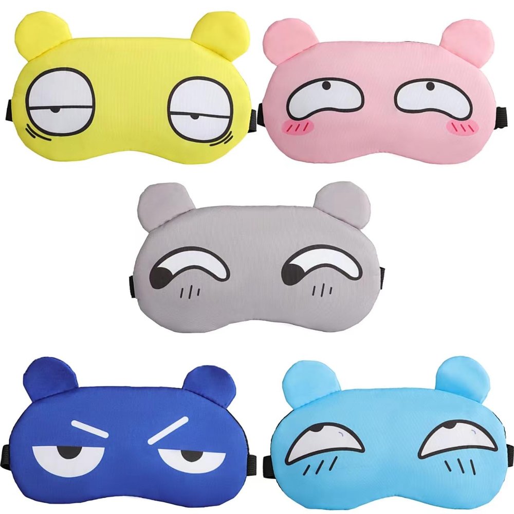 5PCS Cute Eye Mask for Sleeping, Sleep Mask for Side Sleeper, Soft Lightweight Night Sleep Eye Masks with Adjustable Strap, for Women, Men, Fluffy Blindfolds for Travel, Sleep, and Fun Parties