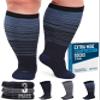 Doctor's Select 3 Pairs Plus Size Compression Socks Wide Calf - Up to 6XL | 20-30 mmHg Plus Size Compression Socks for Women Wide Calves | Line Patterns 2 view 1