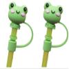 2Pcs Green Cute Frog Straw Tips Cover,Silicone Animals Straw Cover,Cartoon Straw Topper,Reusable Drinking Straw Cover,Dust Proof Straw Plugs for Straws Outdoor Home Kitchen Party Decor Straws(6-8 mm) view 1