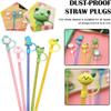 2Pcs Green Cute Frog Straw Tips Cover,Silicone Animals Straw Cover,Cartoon Straw Topper,Reusable Drinking Straw Cover,Dust Proof Straw Plugs for Straws Outdoor Home Kitchen Party Decor Straws(6-8 mm) view 3