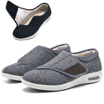 bumuam Men's Diabetic Shoes Extra Wide Width,Winter Warm Plush Arthritis Swollen Feet Memory Foam Shoes Adjustable Closures Closed Toe No-Slip Boots Outdoor Men 7/Women 8