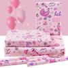 AircooL Baby Girl Wrapping Paper For Kids Girls, 6 Sheets Stroller Baby Socks Nipple Balloons Designs 20 x 28 inch Birthday Wrapping Paper for Baby Shower Birthday Kindergarten Newborn view 3