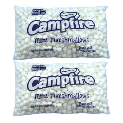 2 Pounds of Campfire Mini White Marshmallows - Made with Natural Vanilla, No Artificial Flavors - Great for Hot Chocolate, Baking, Rice Crispy Treats