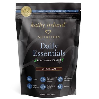 AMAXI Kathy Ireland Nutrition Daily Essentials Plant-Based Protein Powder for Women, 26g Vegan Protein, Lean Meal Replacement - Chocolate