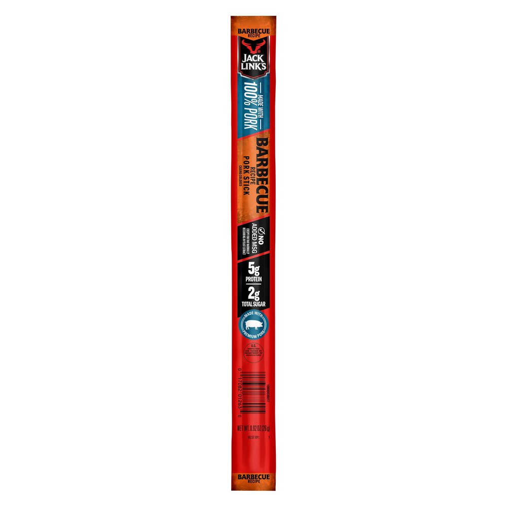 Jack Link's Meat Sticks, Barbecue Recipe Pork - Protein Snack Stick with 5g of Protein, Meat Snack Sticks Made with 100% Pork, Keto Friendly - 0.92 Oz. (1 Count)