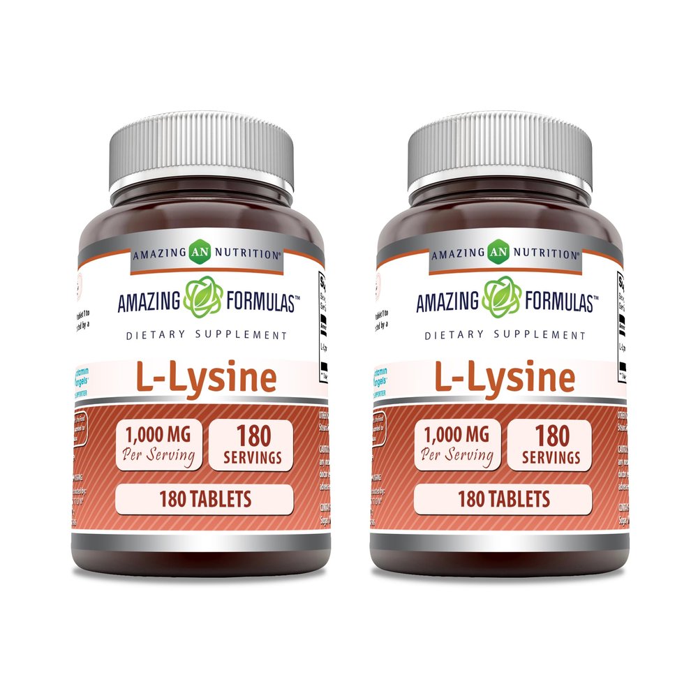 Amazing Formulas L-Lysine 1000mg Amino Acid Tablets Supplement | Non-GMO | Gluten Free | Made in USA (180 | 2 Pack)