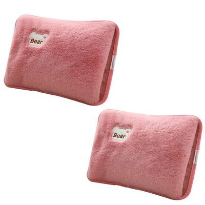 2pcs Hand Warmers Rechargeable Portable, Cute Bear Thick Hot Water Pouch for Winter Women Men Use, Couple's Magic Hot Water Bottle,Pink