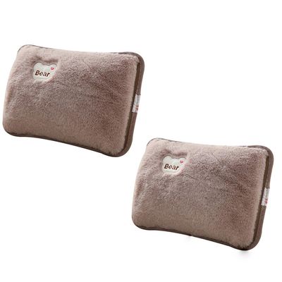 2pcs Hand Warmers Rechargeable Portable, Cute Bear Thick Hot Water Pouch for Winter Women Men Use, Couple's Magic Hot Water Bottle,Brown