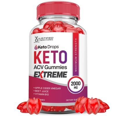 Justified Laboratories Keto Drops Keto ACV Gummies Extreme 2000MG Keto Drops Keto Gummies Advanced Formula Apple Cider Vinegar with Pomegranate Beet Juice Powder B12 Vegan Non GMO 60 Gummys