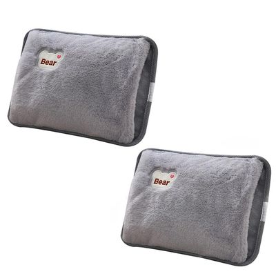 2pcs Hand Warmers Rechargeable Portable, Cute Bear Thick Hot Water Pouch for Winter Women Men Use, Couple's Magic Hot Water Bottle,Grey