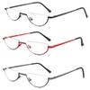 Yiwaeye 3 Pack Half Moon Reading Glasses Anti Blue Light UV, Half Frame Semi Lens Slim Spring Hinge Readers with Case for Men Women Black/Gunmetal/Red +1.25 view 1