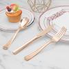 BESTVIP 50 Pack 6.9 Inch Rose Gold Plastic Spoons, Heavy Duty Plastic Silverware, Heavyweight Rose Gold Spoons, Disposable Serving Utensils for Catering, Parties, Dinners, Weddings, Christmas view 4