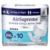 NorthShore AirSupreme Incontinence Tab-Style Briefs for Men and Women, 2X-Large, Pack/10 view 1