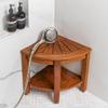Best Home Fashion Teak Corner Shower Bench with Shelf, Teak Shower Stool for Bathroom and Spa - 16 W x 16 L x 17.25 H view 1