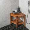 Best Home Fashion Teak Corner Shower Bench with Shelf, Teak Shower Stool for Bathroom and Spa - 16 W x 16 L x 17.25 H view 3