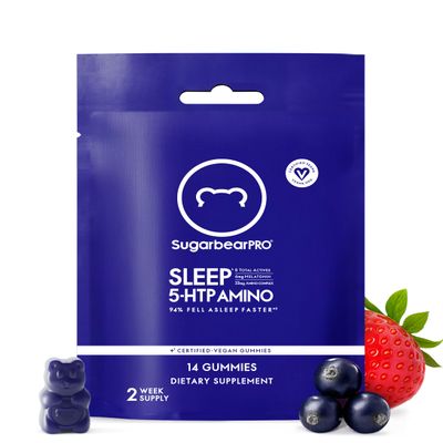 SugarBearPro Sleep Gummy 14 Day Supply, Extra Strength Melatonin 6mg, for Men & Women, Vegan Vitamin B6, L-Theanine, 5 HTP, Valerian, Sleep Aid for Adults & Teens, Certified Kosher