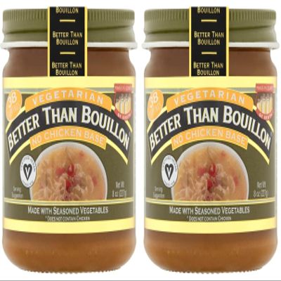 Better Than Bouillon Vegetarian No Chicken Base, Made with Seasoned Vegetables, Certified Vegan, Makes 9.5 Quarts of Broth, 38 Servings, 8 OZ Jar (Pack of 2)