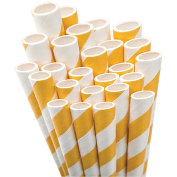 ForYourParty.com Patterned Straws (Yellow and White)