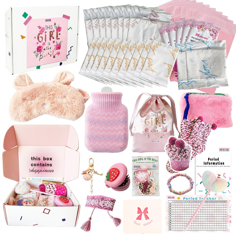 First Period Kit for Girls 9-12 | 50 PC MultipieYo Teen Preteen Tween Period Starter Kit for Girls 10-12 | 1st Period Gifts | Period Packs for Young Girls First Time