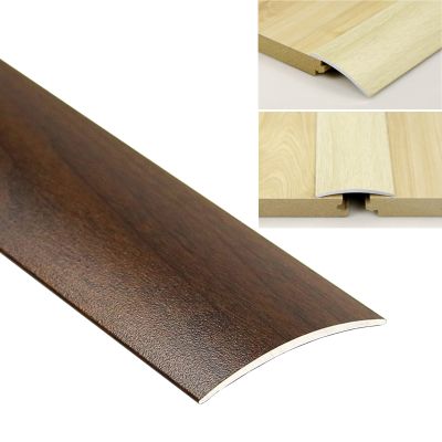 Floor Transition Strip Walkers Entry Ramp, 35"/39"/43"/47"/51"/55" Long Wood to Tile Transition Strip,Laminate Floor Door Bars,Aluminum Metal Edge Threshold Strips (Color : Brown, Size : 130cm/51")