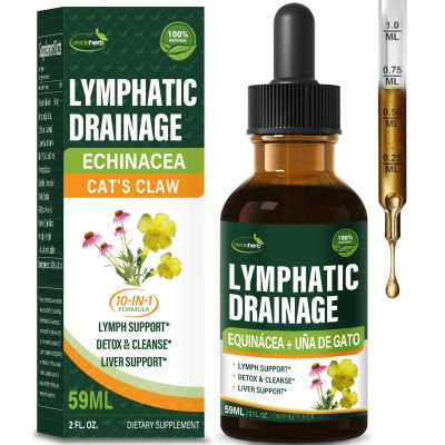 Verdeherb Cleavers Lymphatic Drainage Drops Enhance Lymph System Detox Cleanse, Echinacea, Milk Thistle, Cats Claw, Turmeric, Dandelion, Burdock Immune Support Supplement. 2oz