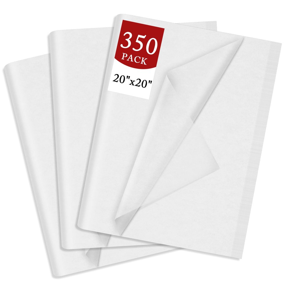 350 Sheets 20" x 20" Gift Wrap Paper Basic Packing Paper White Tissue Paper Bulk for Birthday, Theme Party, Holiday Decoration, DIY Crafts
