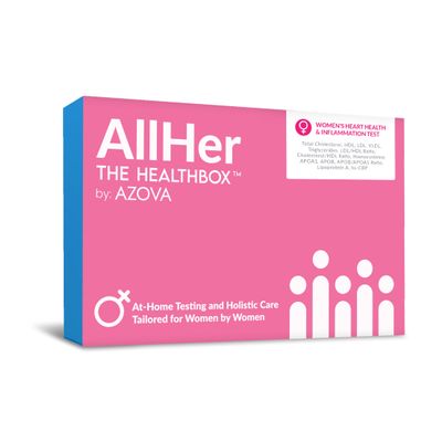Womens Heart Wellness Monitoring Kit with Lab Reviewed Cholesterol HDL LDL VLDL Triglyceride ApoA1 ApoB hsCRP and Lipoprotein(a) Sample Panel - at Home Collection by AZOVA
