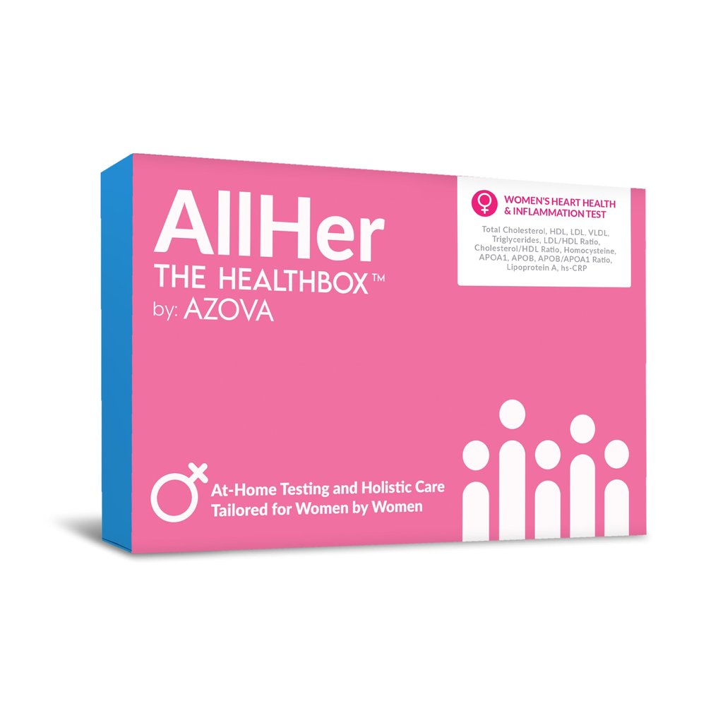 Womens Heart Wellness Monitoring Kit with Lab Reviewed Cholesterol HDL LDL VLDL Triglyceride ApoA1 ApoB hsCRP and Lipoprotein(a) Sample Panel - at Home Collection by AZOVA