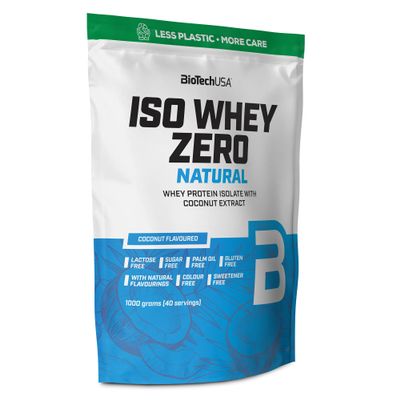BioTechUSA Iso Whey Zero Natural Protein Powder | 80% Protein | Natural Flavor | Gluten Free | Lactose Free | No Additives | No Dyes | 1000 g | Coconut
