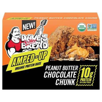 Dave's Killer Bread Peanut Butter Chocolate Chunk Amped-Up Protein Bars 4 CT + 1 Branded Sticker Variety Pack
