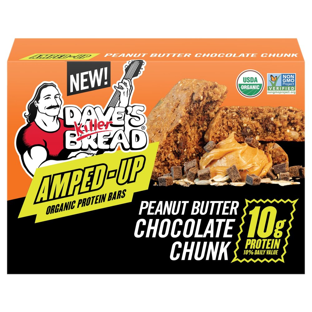 Dave's Killer Bread Peanut Butter Chocolate Chunk Amped-Up Protein Bars 4 CT + 1 Branded Sticker Variety Pack