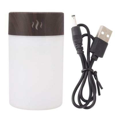 260ml Mini Humidifier,Low Noise Aroma Air Diffuser Humidifier with Colorful LED Night Light Wood Grain USB Design,Desktop Mute Air Purification Cool Mist Humidifier for Home Bedroom(Dark Wood Grain)