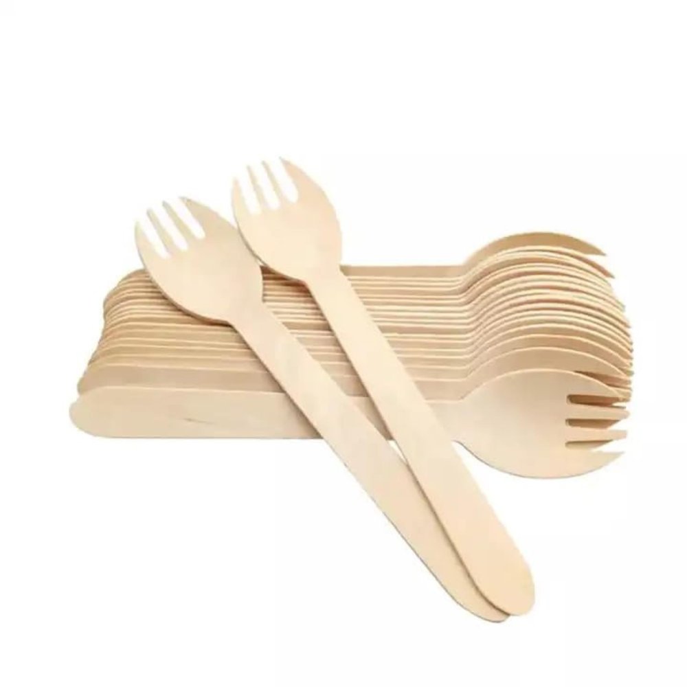 5.5" Disposable Wooden Sporks/Natural Wooden Utensils- Pack of 100ct