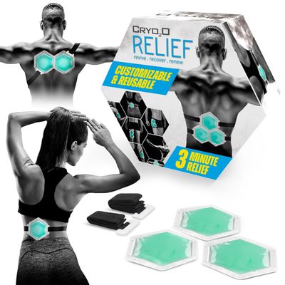 Cryo2O Relief Gel Ice Packs Reusable, Coldest Reusable Ice Packs for Injuries, Cold Packs, Customizable for Knee, Back, Hip, Joint Pain, Muscle Recovery, Quick and Easy 3 Minute Treatment Time, 3-Pack